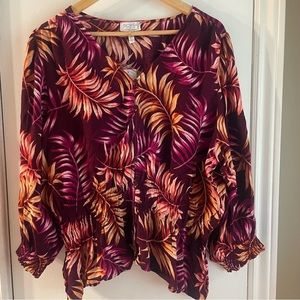 NWT SOFIA JEANS v neck button up cinched waist blouse size XXL